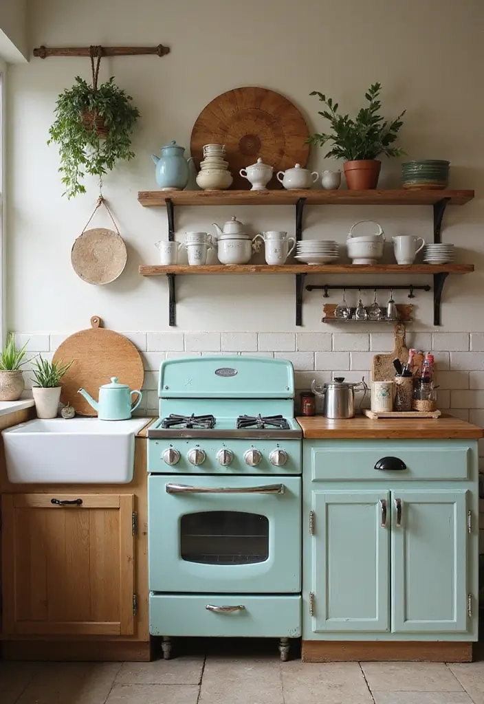 25 Vintage Aesthetic Room Ideas You’ll Want to Copy - 21. Vintage Kitchen Charm