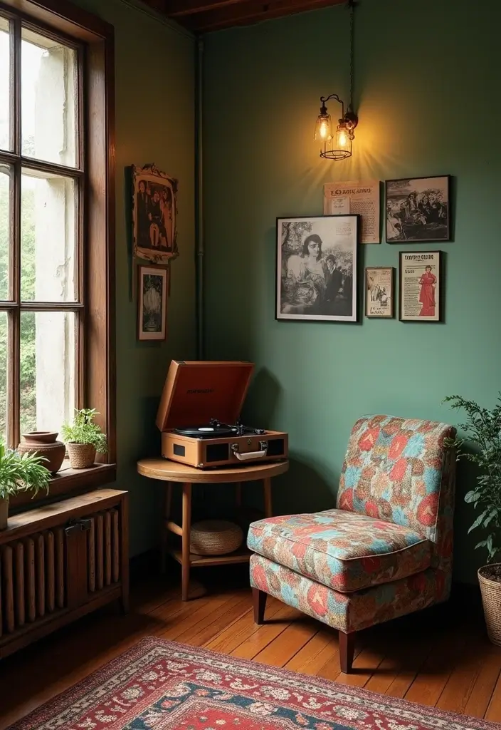 25 Vintage Aesthetic Room Ideas You’ll Want to Copy - 24. Vintage Musical Nook