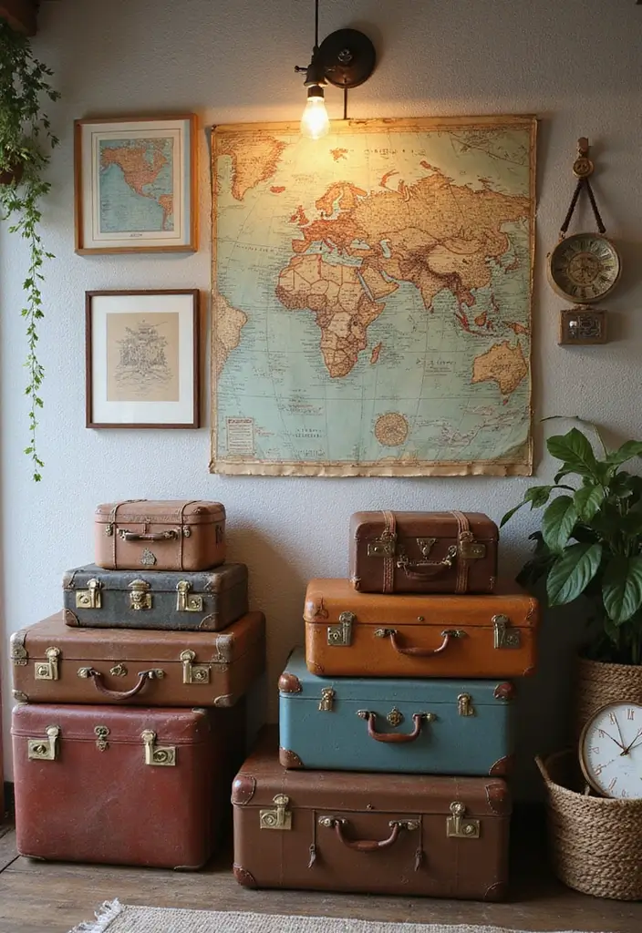 25 Vintage Aesthetic Room Ideas You’ll Want to Copy - 25. Vintage Travel Inspiration