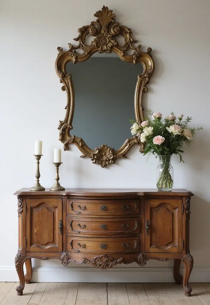 25 Vintage Aesthetic Room Ideas You’ll Want to Copy - 3. Antique Mirror Magic