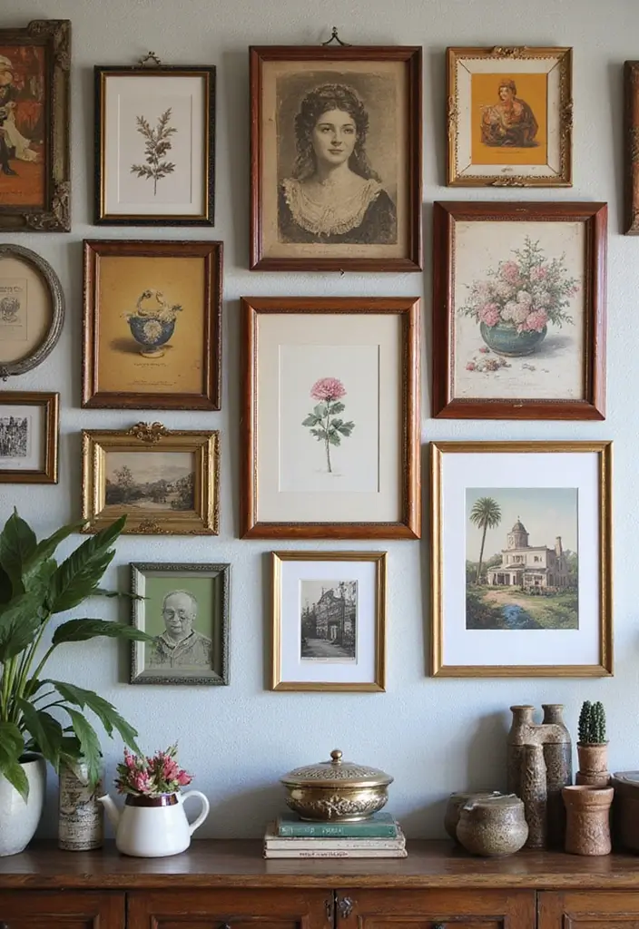 25 Vintage Aesthetic Room Ideas You’ll Want to Copy - 4. Quirky Gallery Wall