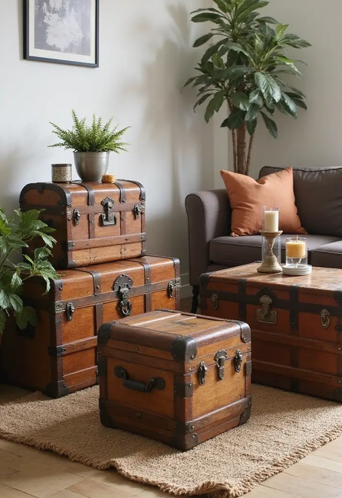 25 Vintage Aesthetic Room Ideas You’ll Want to Copy - 8. Vintage Chests and Trunks