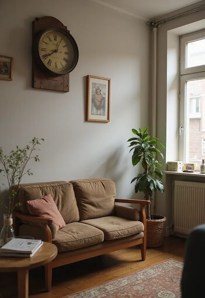 25 Vintage Apartment Decor Ideas to Maximize Small Spaces 21 25 Vintage Apartment Decor Ideas to Maximize Small Spaces - 21. Vintage Clock for Timeless Appeal