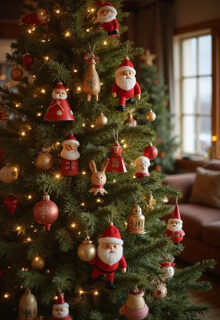 25 Vintage Christmas Tree Ideas That Spark Holiday Magic 3 25 Vintage Christmas Tree Ideas That Spark Holiday Magic - 3. Vintage Santa Ornaments