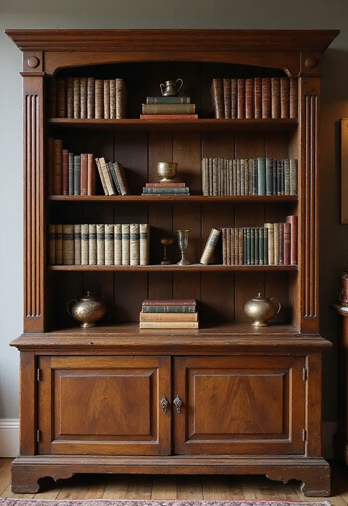 25 Vintage Decoracion Ideas for a Timeless Home 10 25 Vintage Decoracion Ideas for a Timeless Home - 10. Antique Bookshelves