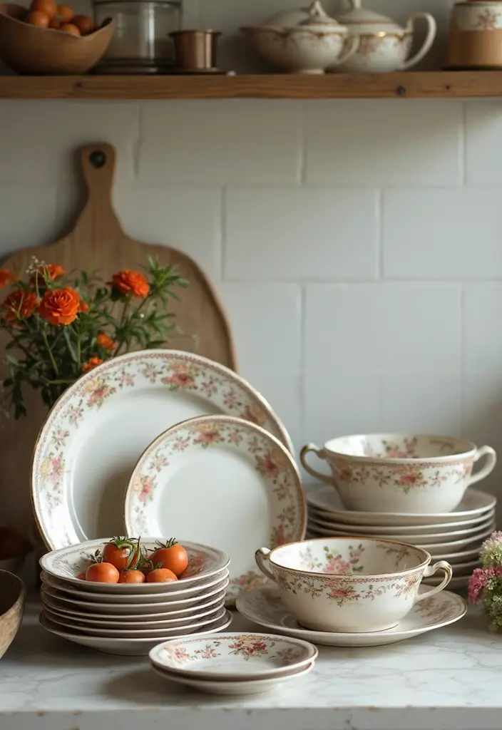 25 Vintage Küche Ideen voller Charakter und Stil 20 25 Vintage Küche Ideen voller Charakter und Stil - 20. Alte Servierplatten und Schüsseln als Akzente