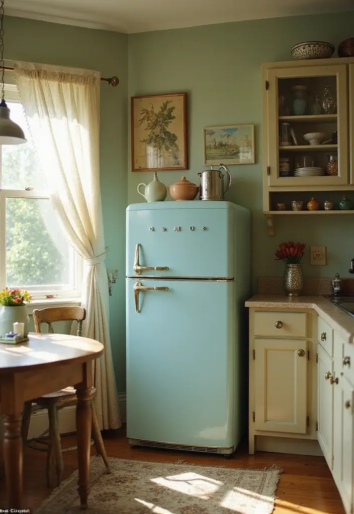 25 Vintage Küche Ideen voller Charakter und Stil 9 25 Vintage Küche Ideen voller Charakter und Stil - 9. Kreative Kühlschrank- und Gefrierschranklösungen