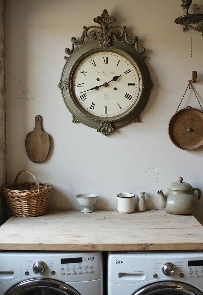 25 Vintage Laundry Room Decor Ideas Full of Charm 11 25 Vintage Laundry Room Decor Ideas Full of Charm - 11. Antique Clocks