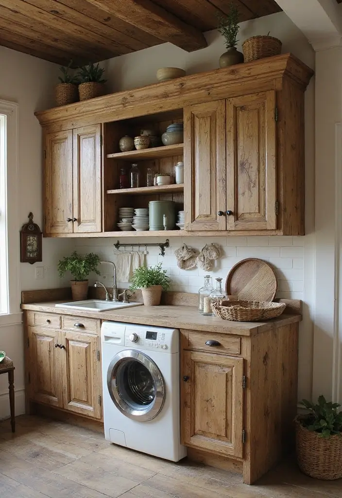 25 Vintage Laundry Room Decor Ideas Full of Charm 16 25 Vintage Laundry Room Decor Ideas Full of Charm - 16. Distressed Cabinets