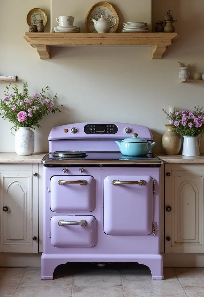 25 Vintage Stoves Ideas That Bring Retro Character Home 10 25 Vintage Stoves Ideas That Bring Retro Character Home - 10. Lovely Lavender Stoves