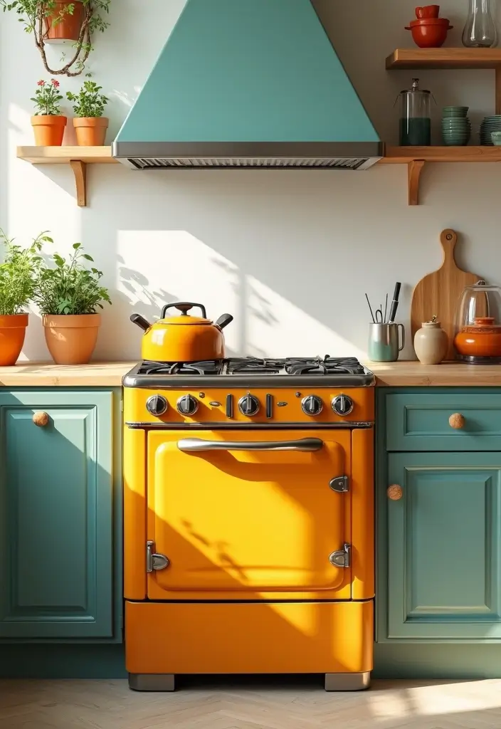 25 Vintage Stoves Ideas That Bring Retro Character Home 16 25 Vintage Stoves Ideas That Bring Retro Character Home - 16. Vintage Stoves in Bright Colors