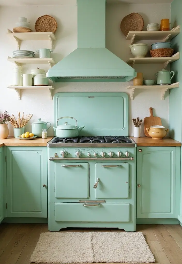 25 Vintage Stoves Ideas That Bring Retro Character Home 3 25 Vintage Stoves Ideas That Bring Retro Character Home - 3. Mint Green Dream
