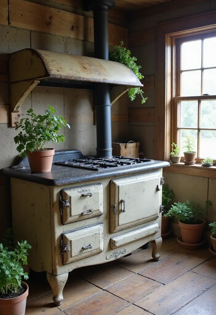 25 Vintage Stoves Ideas That Bring Retro Character Home 4 25 Vintage Stoves Ideas That Bring Retro Character Home - 4. Rustic Farmhouse Style