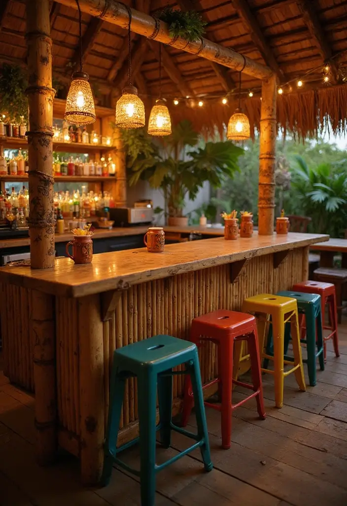25 Vintage Tiki Decor Ideas with Tropical Retro Vibes 1 25 Vintage Tiki Decor Ideas with Tropical Retro Vibes - 1. Tiki Bar Setup