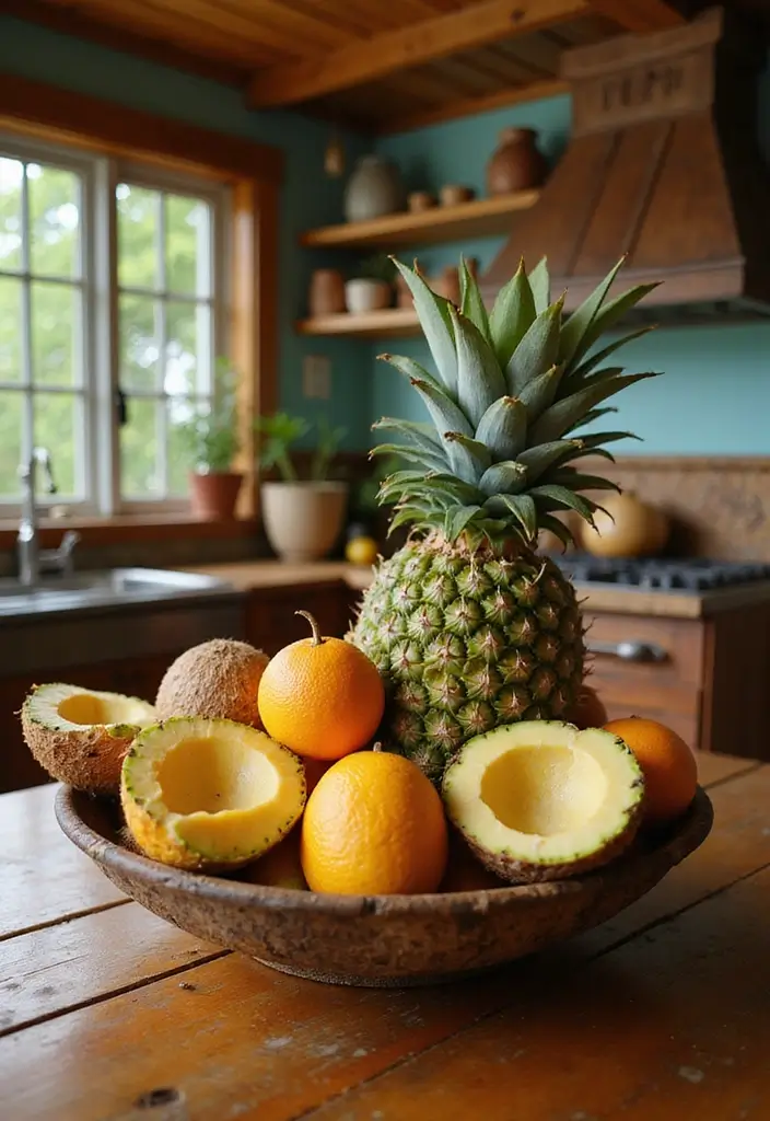 25 Vintage Tiki Decor Ideas with Tropical Retro Vibes 14 25 Vintage Tiki Decor Ideas with Tropical Retro Vibes - 14. Exotic Fruit Displays
