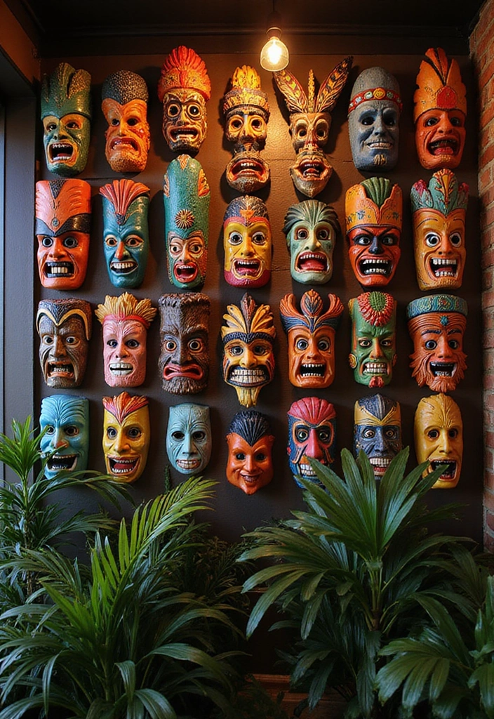 25 Vintage Tiki Decor Ideas with Tropical Retro Vibes 2 25 Vintage Tiki Decor Ideas with Tropical Retro Vibes - 2. Tiki Masks