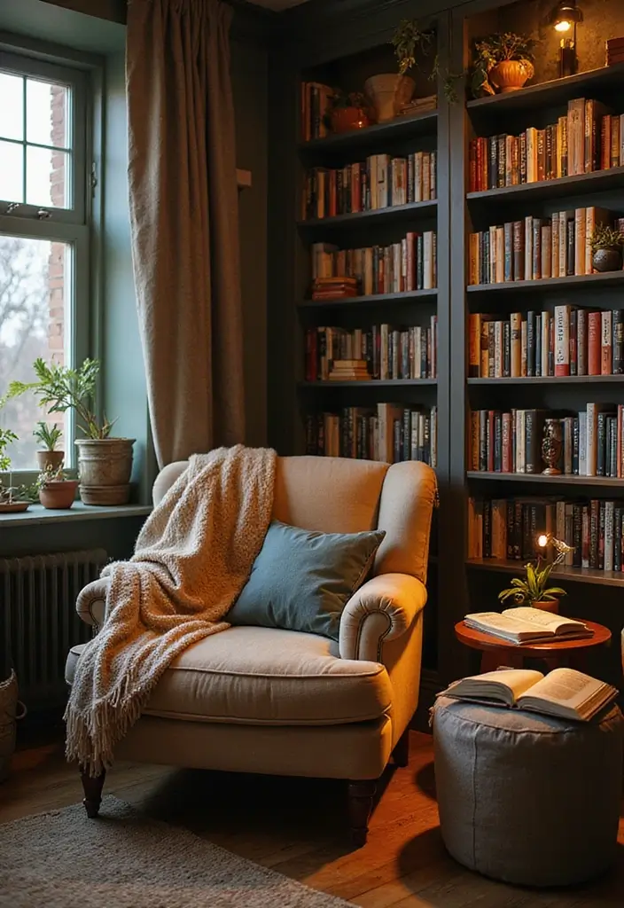 26 Cuartos Aesthetic Vintage Inspiraciones para Jóvenes 15 26 Cuartos Aesthetic Vintage Inspiraciones para Jóvenes - 15. Rincón de Lectura Acogedor