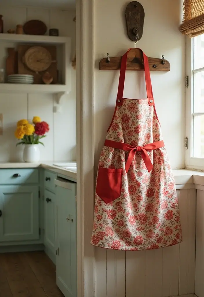 26 Decoração Cozinha Vintage Ideias Aconchegantes 12 26 Decoração Cozinha Vintage Ideias Aconchegantes - 12. Roupão de Cozinha Retro
