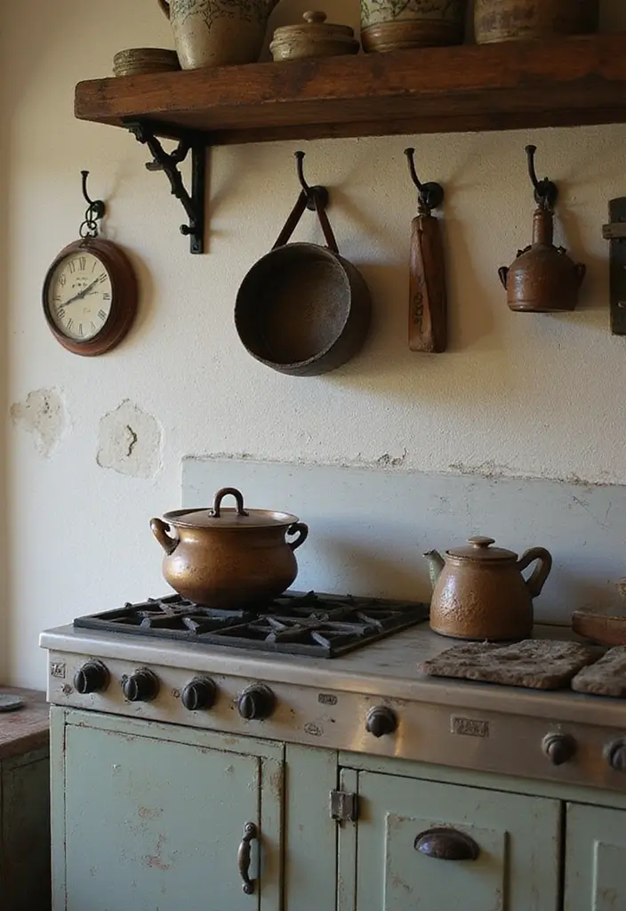 26 Decoração Cozinha Vintage Ideias Aconchegantes 25 26 Decoração Cozinha Vintage Ideias Aconchegantes - 25. Detalhes em Ferro Envelhecido
