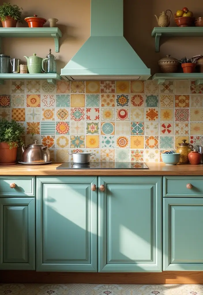 26 Decoração Cozinha Vintage Ideias Aconchegantes 3 26 Decoração Cozinha Vintage Ideias Aconchegantes - 3. Azulejos com Padrões Retro