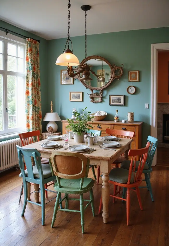 26 Eclectic Vintage Decor Ideas for a Stylish Home 16 26 Eclectic Vintage Decor Ideas for a Stylish Home - 16. Eclectic Dining Sets