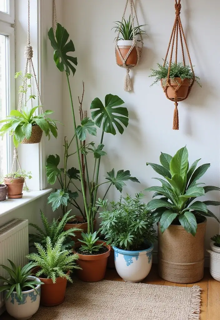 26 Eclectic Vintage Decor Ideas for a Stylish Home 5 26 Eclectic Vintage Decor Ideas for a Stylish Home - 5. Bohemian-Style Plants