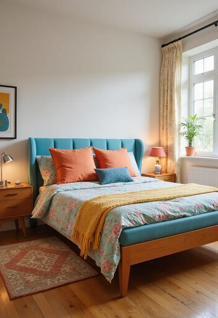 26 Retro Bedrooms That Feel Playful and Stylish 17 26 Retro Bedrooms That Feel Playful and Stylish - 17. Playful Bed Frames