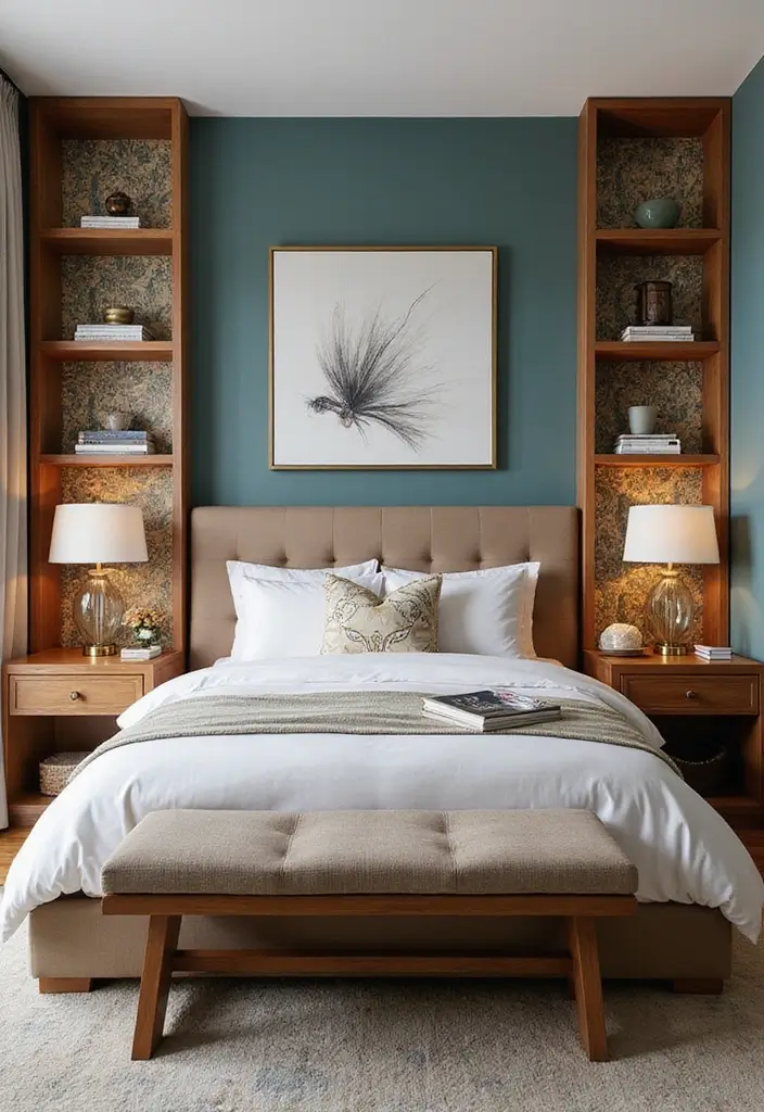 26 Retro Bedrooms That Feel Playful and Stylish 19 26 Retro Bedrooms That Feel Playful and Stylish - 19. Accent Walls