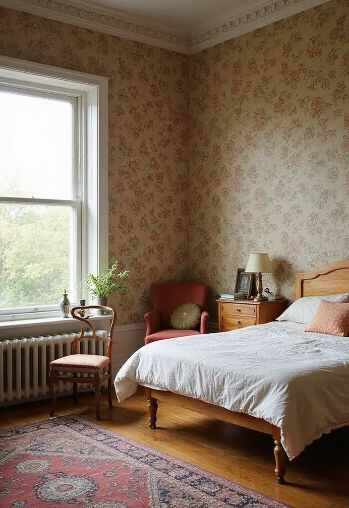 26 Retro Bedrooms That Feel Playful and Stylish 2 26 Retro Bedrooms That Feel Playful and Stylish - 2. Retro Wallpaper Wonders
