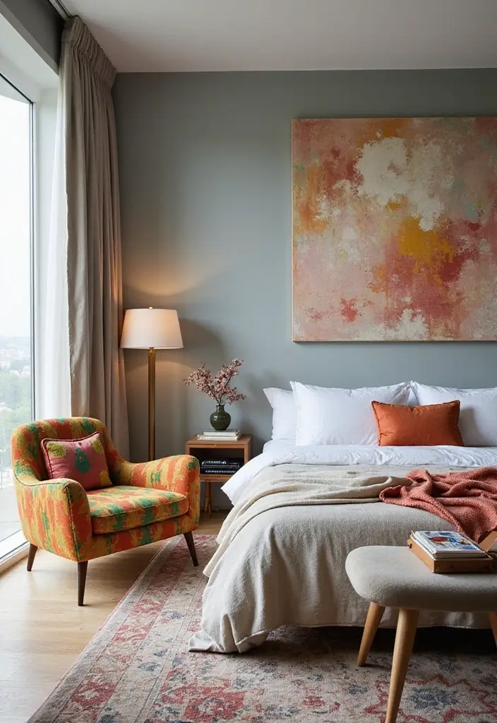 26 Retro Bedrooms That Feel Playful and Stylish 20 26 Retro Bedrooms That Feel Playful and Stylish - 20. Statement Pieces