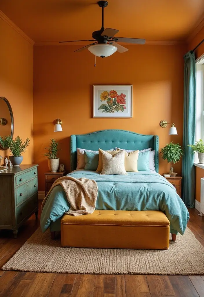 26 Retro Bedrooms That Feel Playful and Stylish 22 26 Retro Bedrooms That Feel Playful and Stylish - 22. Vintage Color Palettes