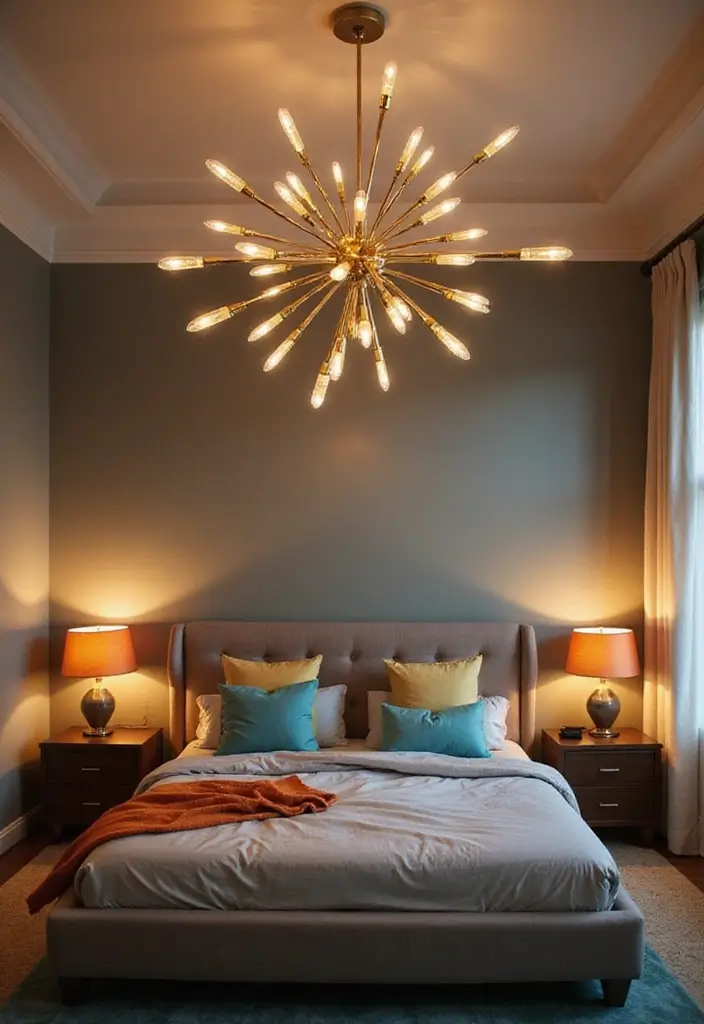 26 Retro Bedrooms That Feel Playful and Stylish 3 26 Retro Bedrooms That Feel Playful and Stylish - 3. Vintage Lighting Fixtures