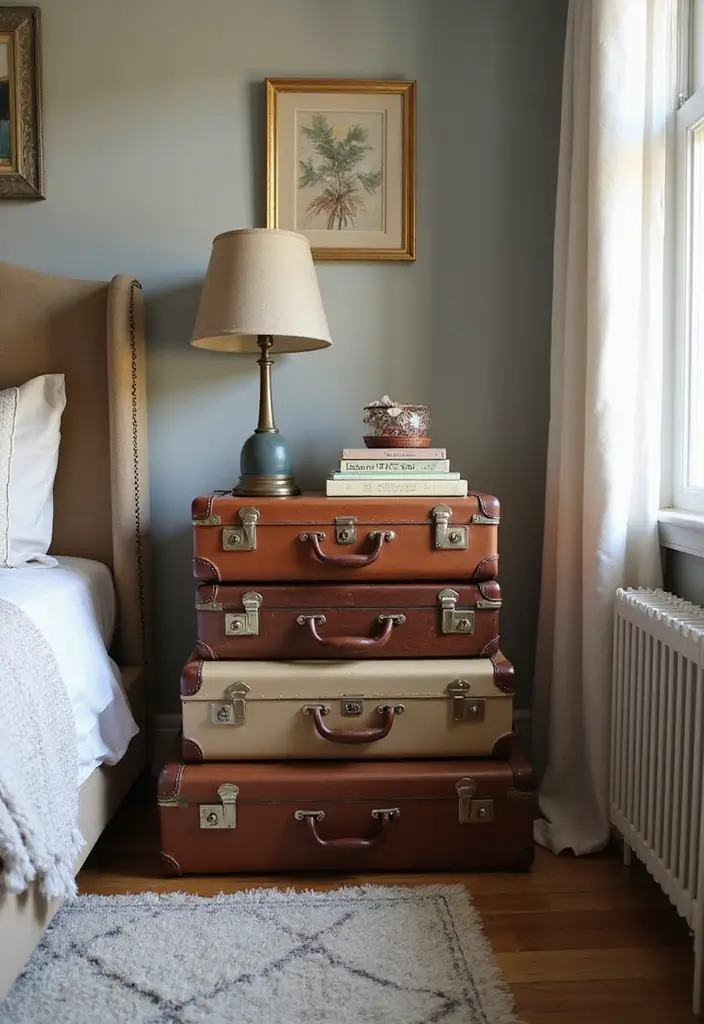 26 Rustic Vintage Decor Ideas That Blend Old and Cozy 2 26 Rustic Vintage Decor Ideas That Blend Old and Cozy - 2. Vintage Suitcase Storage