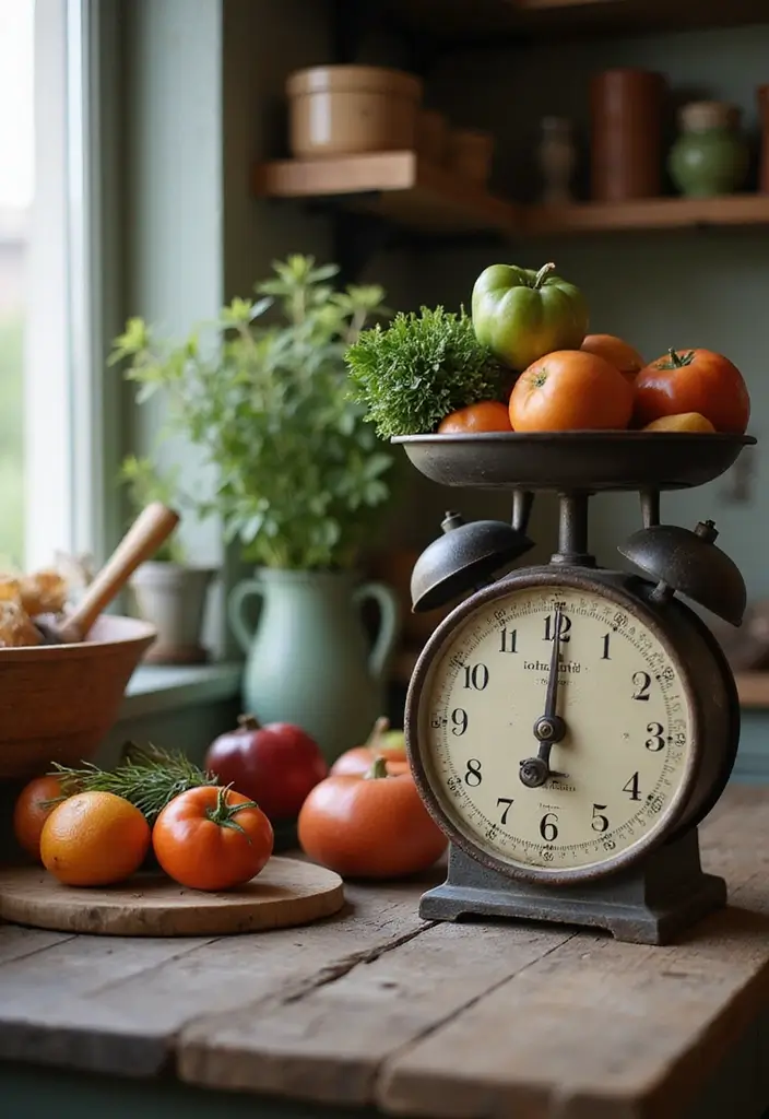 26 Rustic Vintage Decor Ideas That Blend Old and Cozy 20 26 Rustic Vintage Decor Ideas That Blend Old and Cozy - 20. Vintage Kitchen Scales