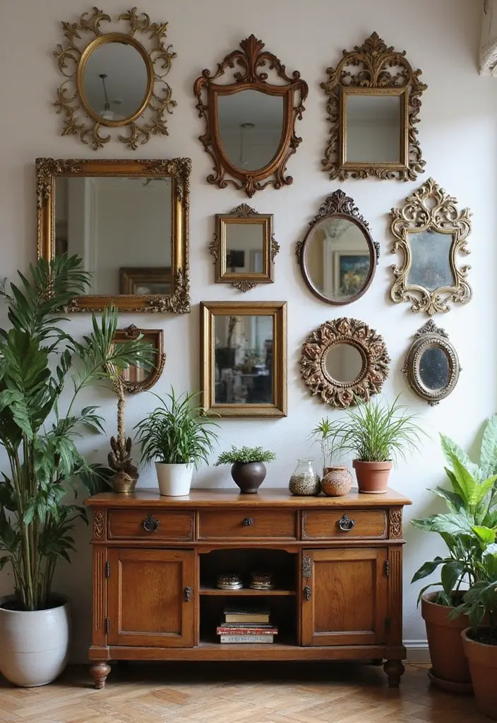 26 Rustic Vintage Decor Ideas That Blend Old and Cozy 3 26 Rustic Vintage Decor Ideas That Blend Old and Cozy - 3. Antique Mirror Displays