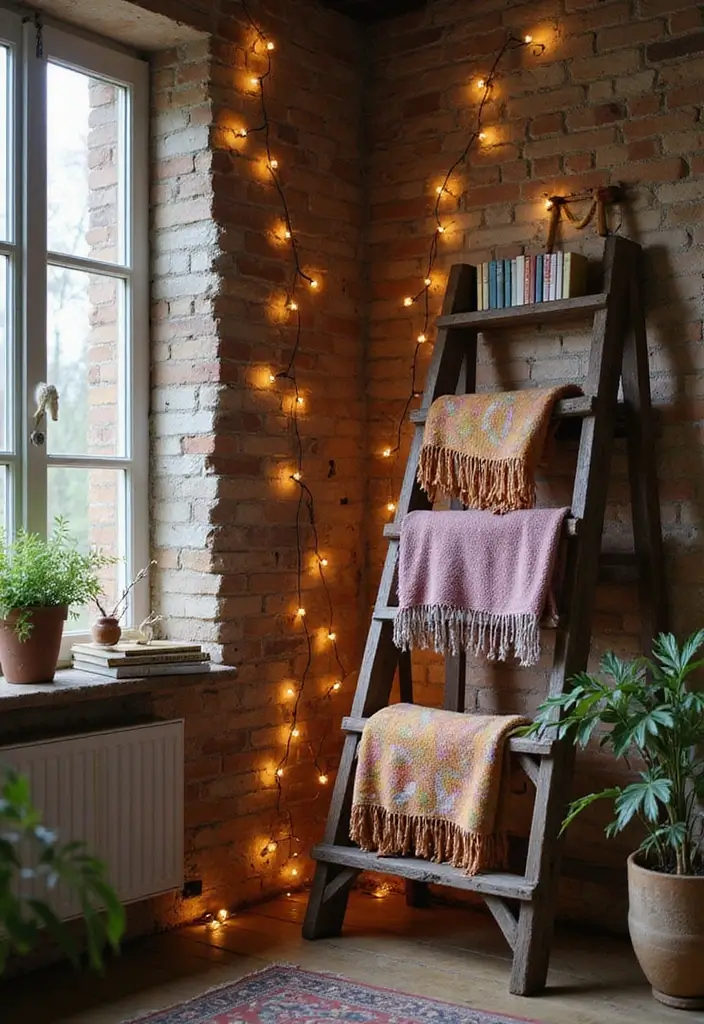 26 Rustic Vintage Decor Ideas That Blend Old and Cozy 6 26 Rustic Vintage Decor Ideas That Blend Old and Cozy - 6. Vintage Ladder Display