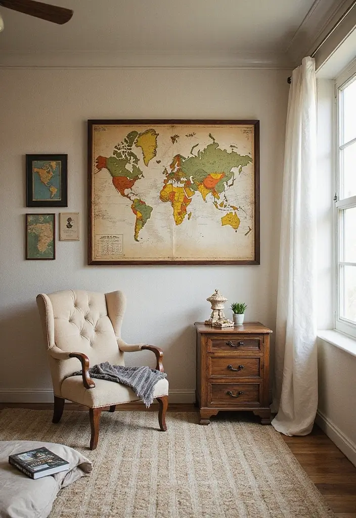 26 Vintage Kids Room Inspirations Full of Warmth 25 26 Vintage Kids Room Inspirations Full of Warmth - 25. Vintage Maps as Decor