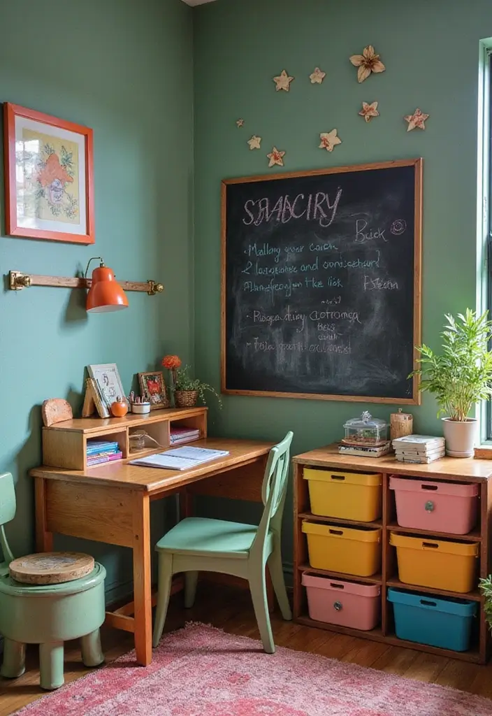 26 Vintage Kids Room Inspirations Full of Warmth 26 26 Vintage Kids Room Inspirations Full of Warmth - 26. Whimsical Growth and Learning Corner