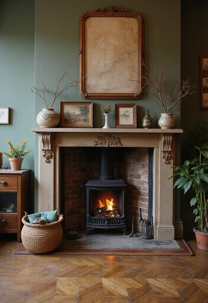 26 Vintage Living Room Designs That Feel Cozy and Classic 12 26 Vintage Living Room Designs That Feel Cozy and Classic - 12. Statement Fireplaces