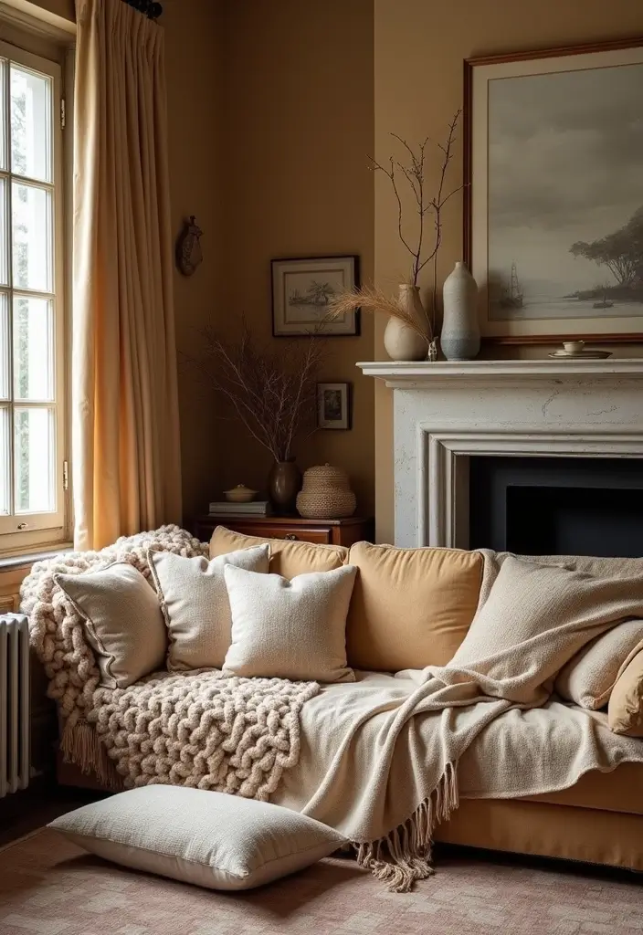 26 Vintage Living Room Designs That Feel Cozy and Classic 13 26 Vintage Living Room Designs That Feel Cozy and Classic - 13. Cozy Textiles