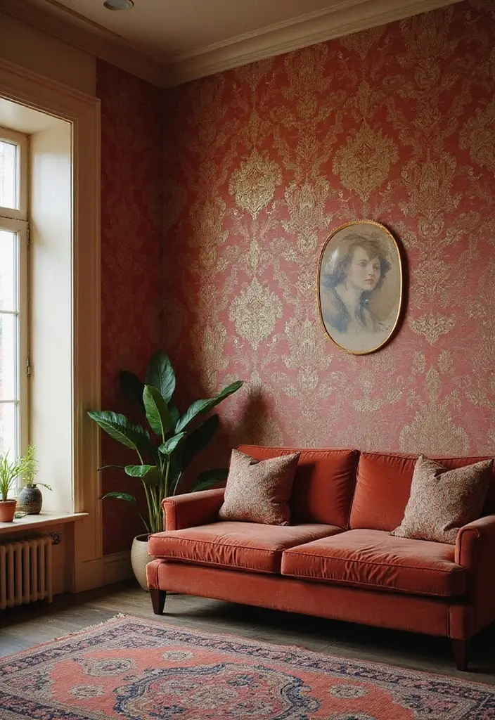 26 Vintage Living Room Designs That Feel Cozy and Classic 23 26 Vintage Living Room Designs That Feel Cozy and Classic - 23. Vintage Accent Walls