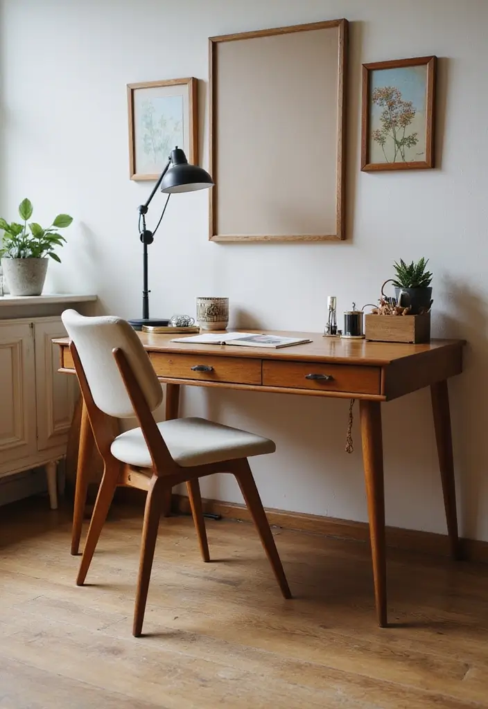 26 Vintage Office Decor Ideas That Mix Work and Style 1 26 Vintage Office Decor Ideas That Mix Work and Style - 1. Mid-Century Modern Desks