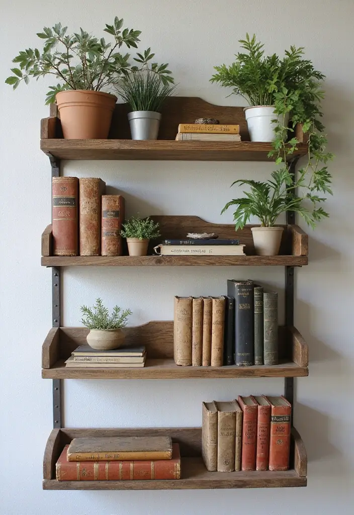 26 Vintage Office Decor Ideas That Mix Work and Style 16 26 Vintage Office Decor Ideas That Mix Work and Style - 16. Vintage Inspired Wall Shelves