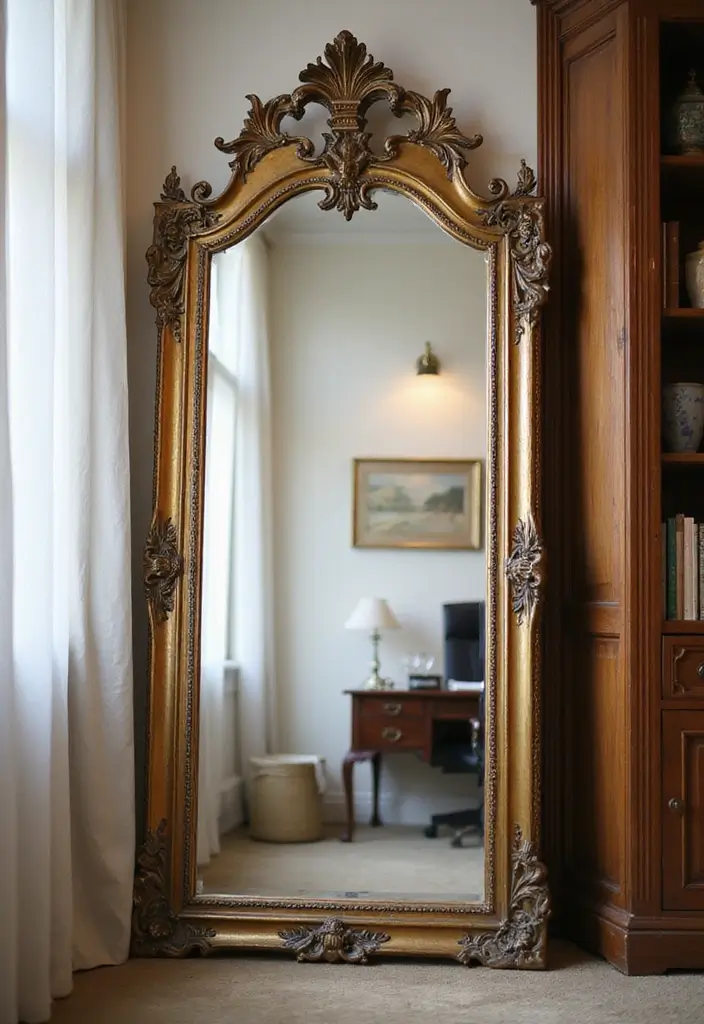 26 Vintage Office Decor Ideas That Mix Work and Style 22 26 Vintage Office Decor Ideas That Mix Work and Style - 22. Antique Mirrors