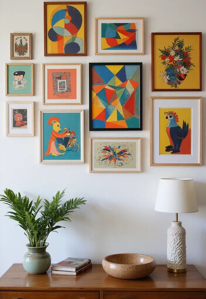 26 Vintage Office Decor Ideas That Mix Work and Style 4 26 Vintage Office Decor Ideas That Mix Work and Style - 4. Retro Artwork