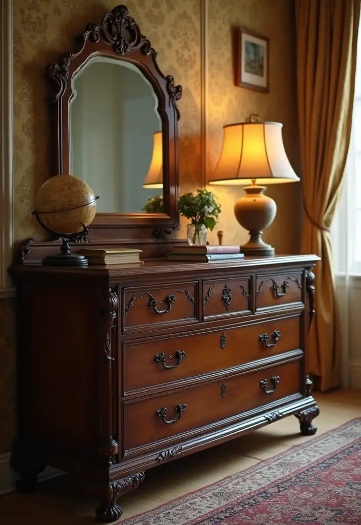 27 Bedroom Vintage Ideas That Bring Timeless Charm - 1. Antiques as Centerpieces