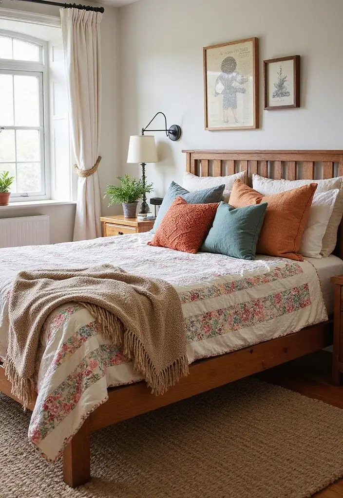 27 Bedroom Vintage Ideas That Bring Timeless Charm - 10. Layered Textiles