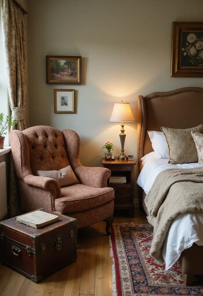 27 Bedroom Vintage Ideas That Bring Timeless Charm - 14. Quirky Accent Pieces