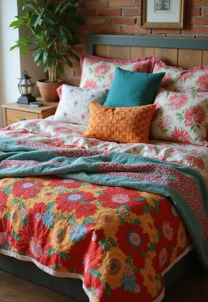 27 Bedroom Vintage Ideas That Bring Timeless Charm - 2. Retro Bedding Styles