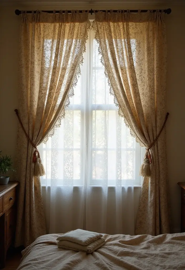 27 Bedroom Vintage Ideas That Bring Timeless Charm - 23. Window Treatments with Character